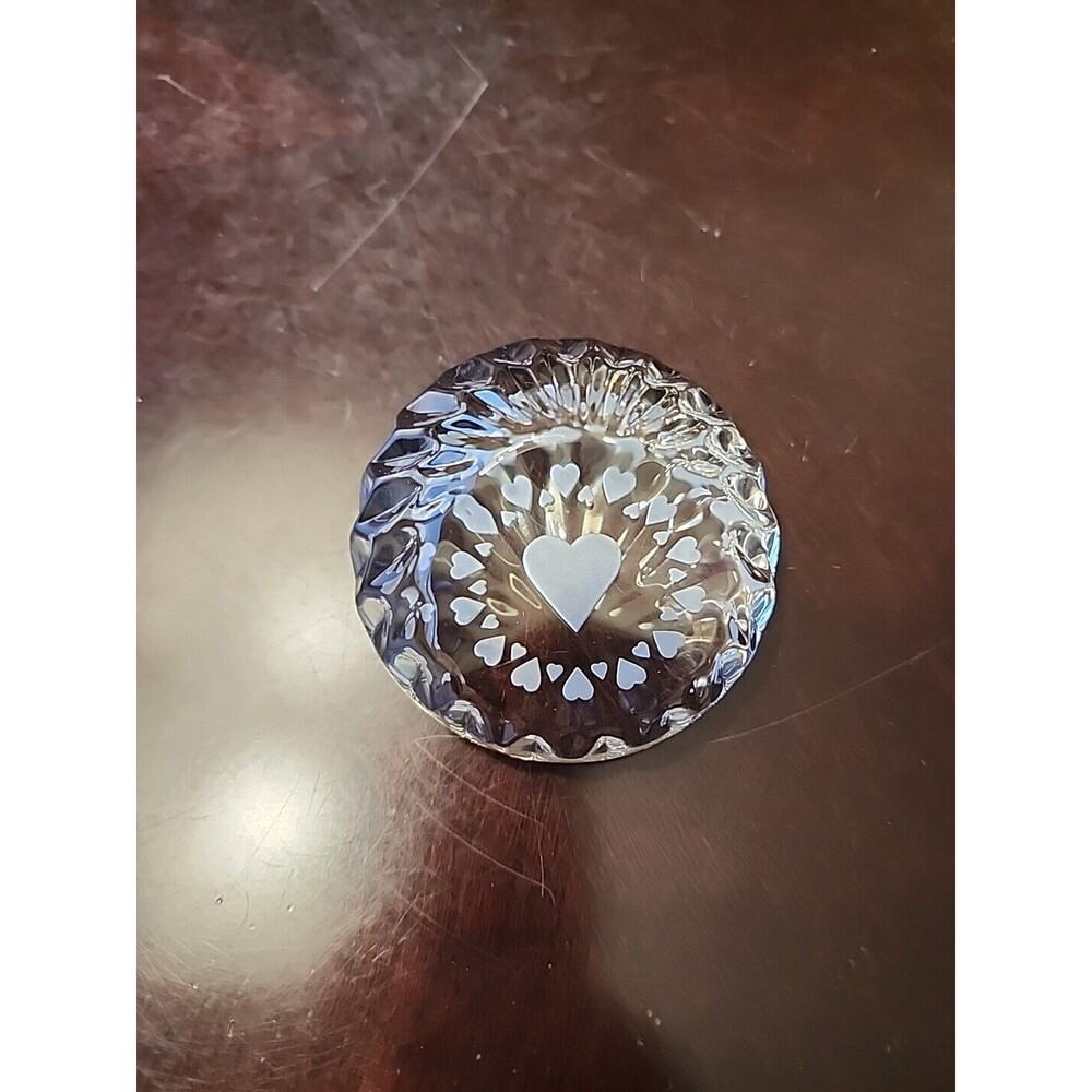 Lenox Crystal Etched Hearts Paperweight
